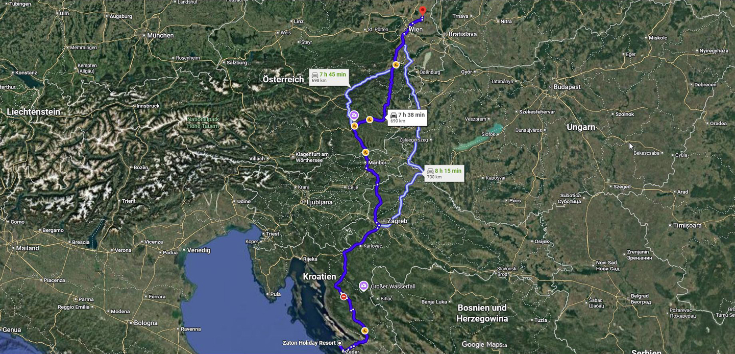 Route von Zaton nach Hause/Route from Zaton back home